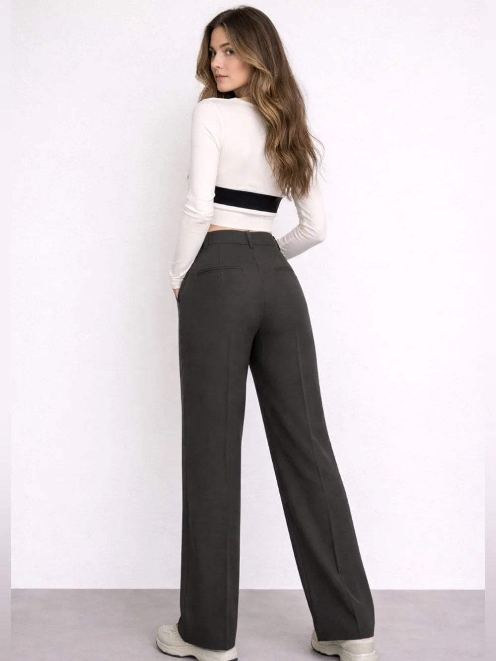 ZARA Francoise Olive Green High Rise Trouser Pants Size Large - Picture 5 of 9